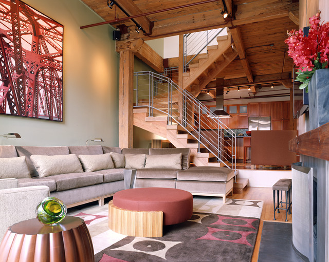 Chicago Deluxe Duplex Loft Contemporain Salle de Séjour Chicago