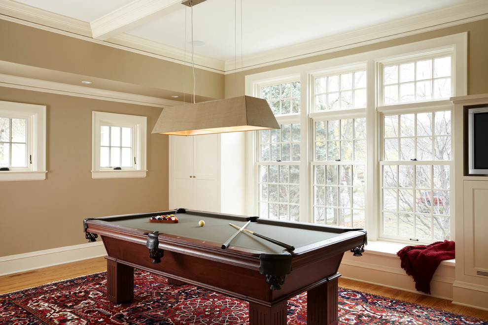 Design ideas for a classic games room in Minneapolis with beige walls.