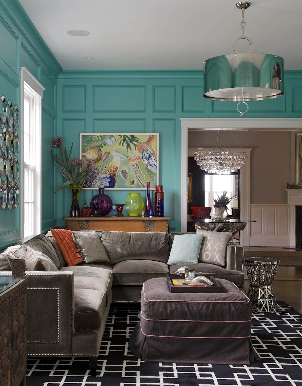 Blue Living Room Brown Couch