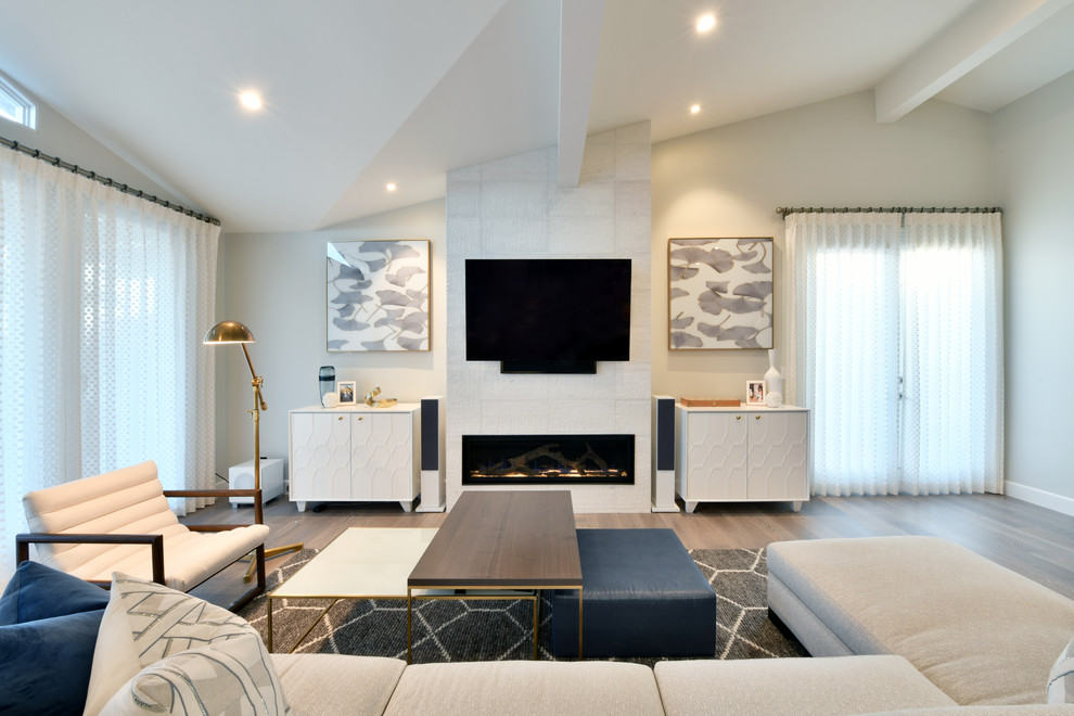 Inspiration for a transitional family room remodel in San Diego