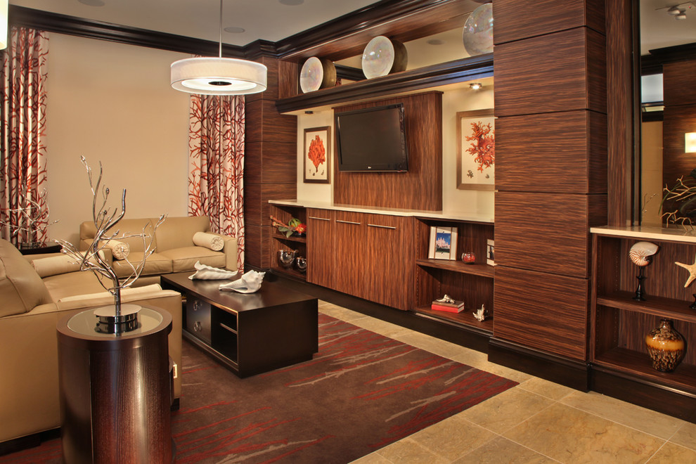 Clubhouse Contemporary Family Room Tampa by KDS Interiors, Inc