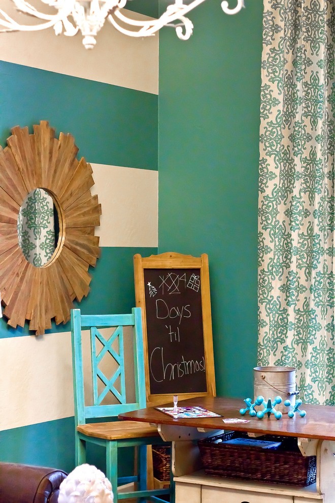 Foto di un soggiorno stile marino di medie dimensioni con pareti blu