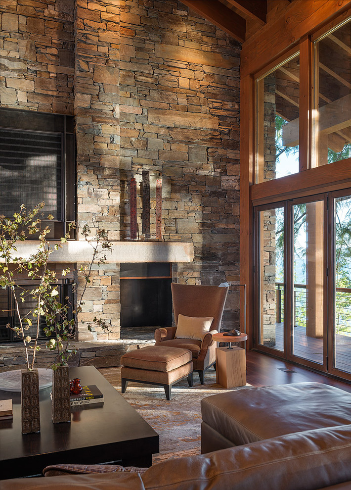 Example of a mountain style living room design in Seattle