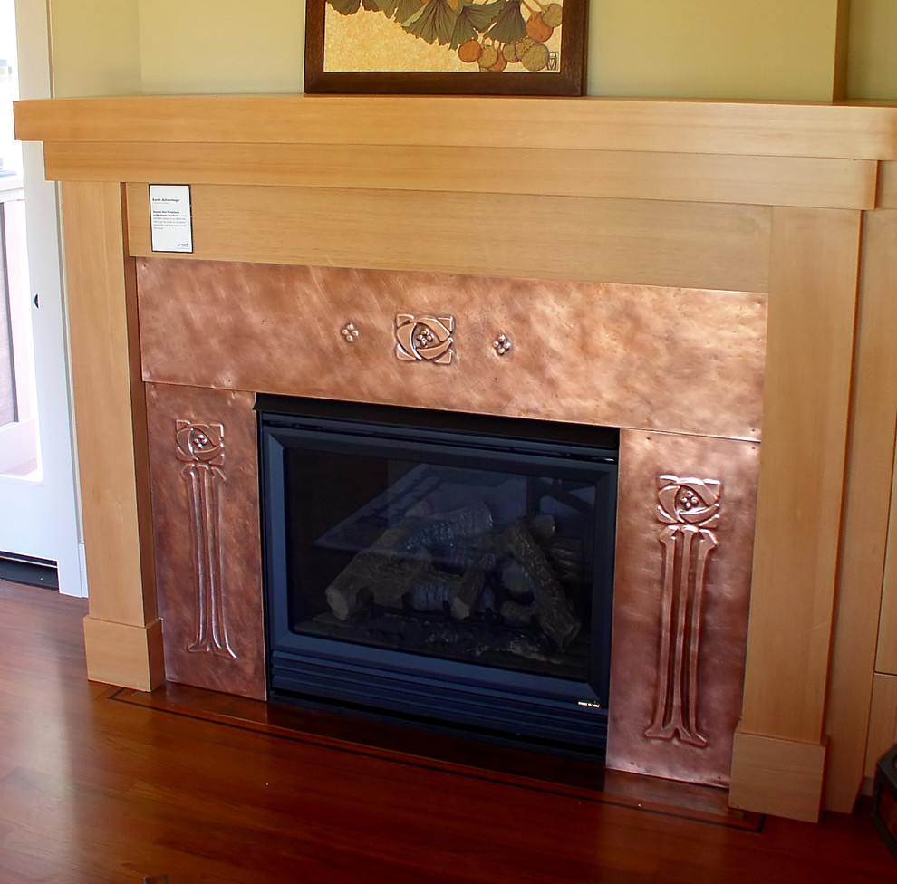 Copper Fireplace Surrounds Craftsman Family Room Portland by