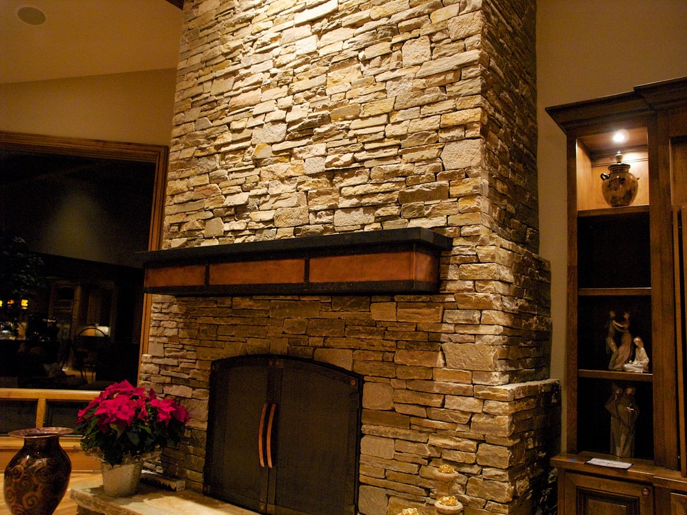 Copper Fireplace Surrounds Craftsman Family Room Portland by