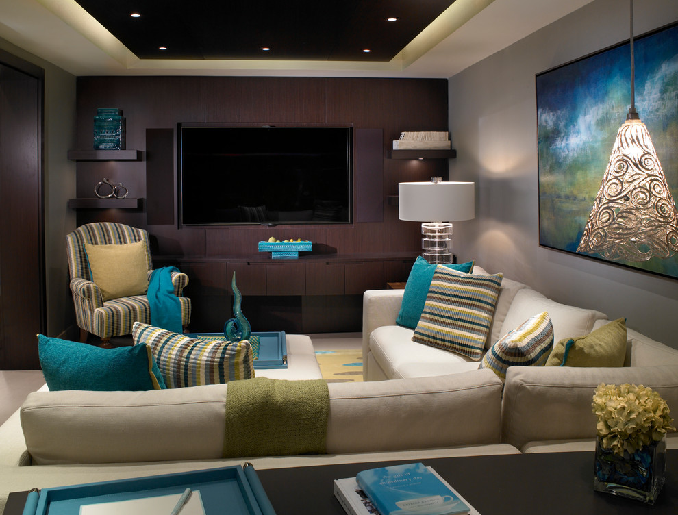 Mid-sized trendy family room photo in Miami