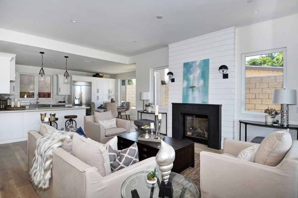 Inspiration for a transitional family room remodel in Orange County