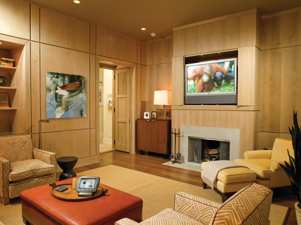 Modernes Wohnzimmer mit verstecktem TV in New York