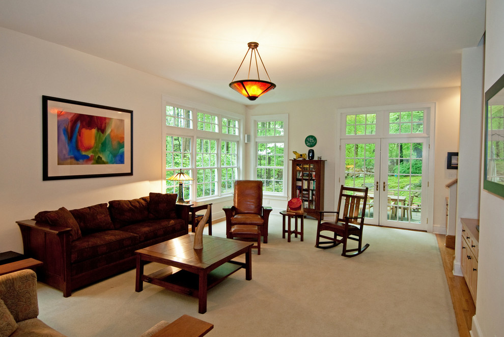 Example of an arts and crafts family room design in New York