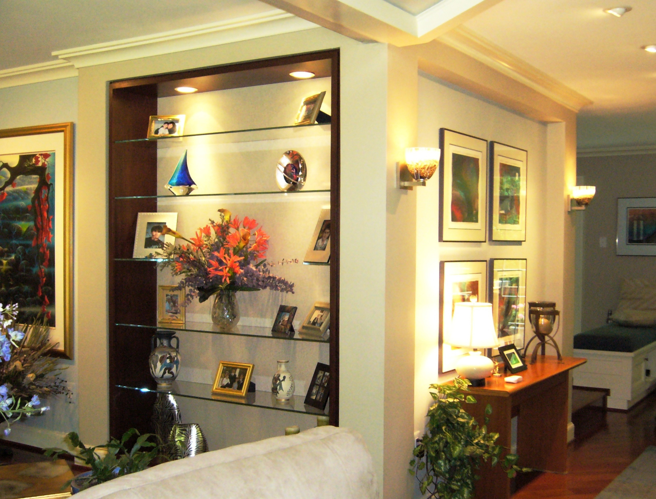 Custom Bookcase, Floating Glass Display Shelves, - Modern - Family Room -  DC Metro - by Golden Interiors | Houzz