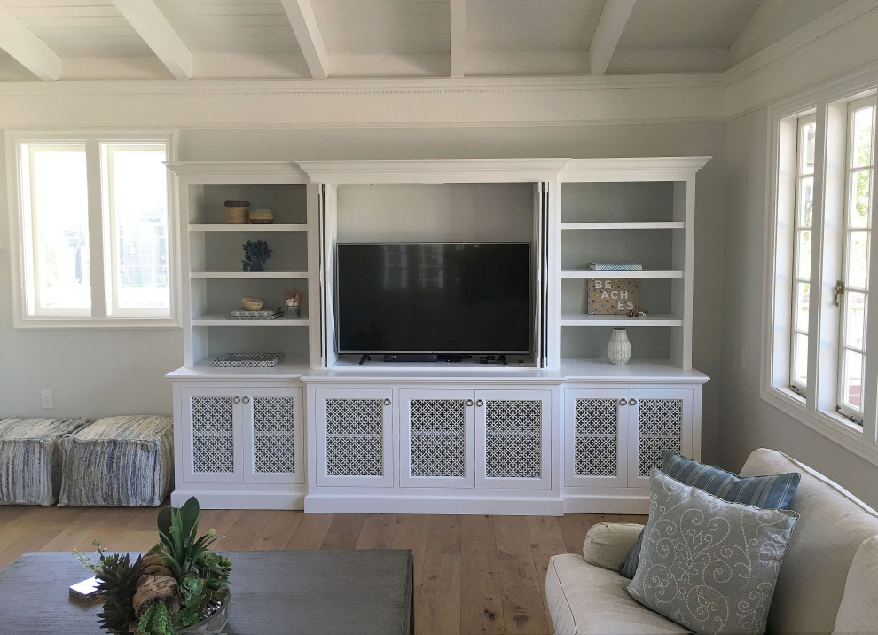 Custom Builtin Media TV Entertainment Center White Coastal