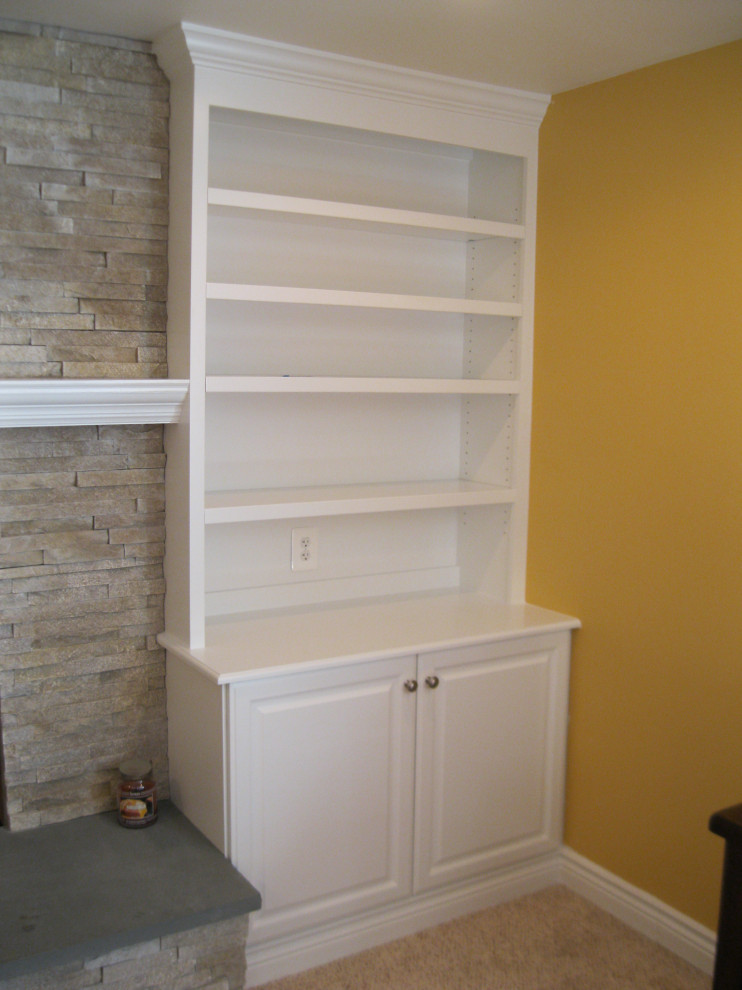 Custom Builtins on Each Side of Fireplace Right Side View