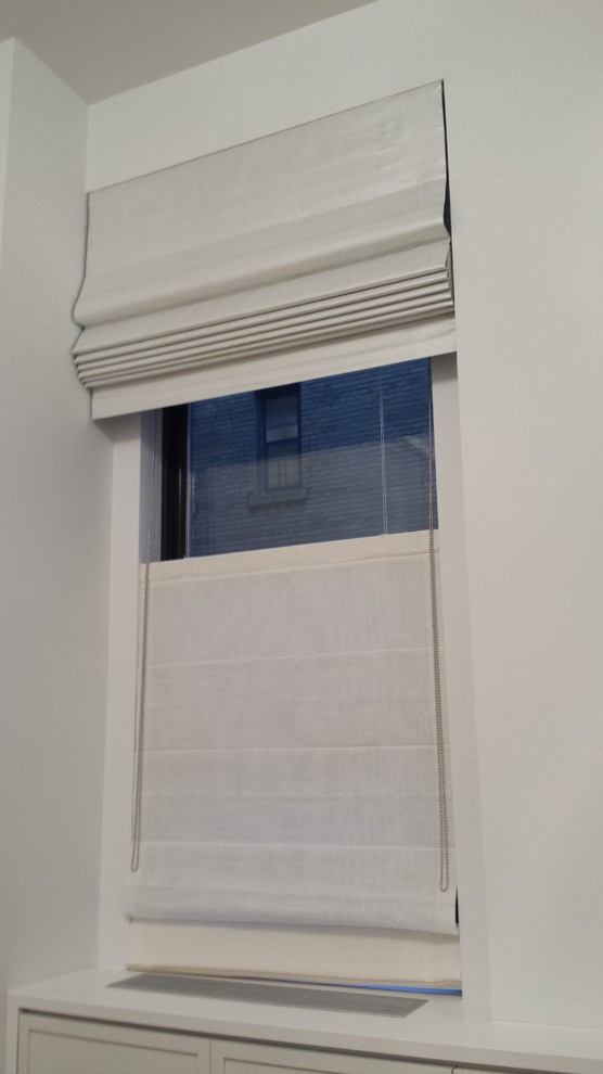 Custom Cascade Roman Shades Top Down Bottom Up Modern Family Room