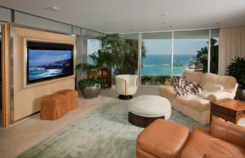 Custom Framing Contemporary Family Room Orange County by Peter