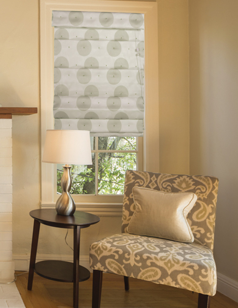 Custom Roman Shades / Soft Style Roman Shades Modern Family Room