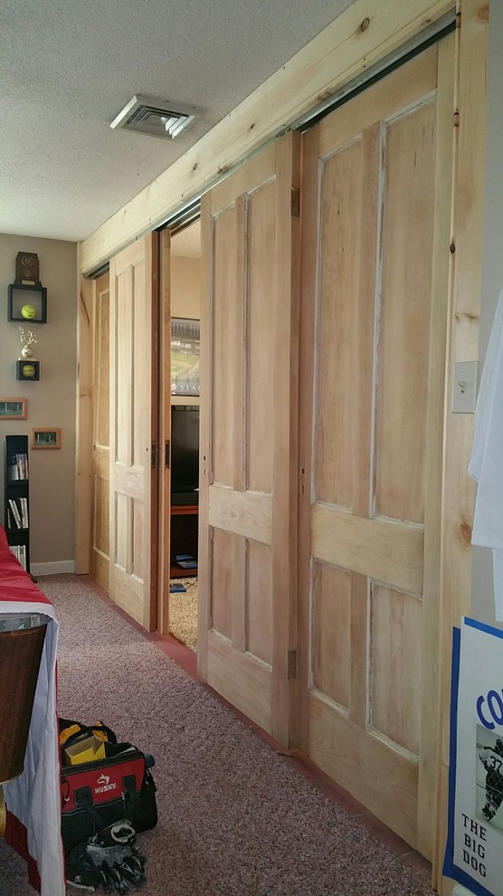 custom wall panels made from reclaimed doors Klassisch Wohnzimmer