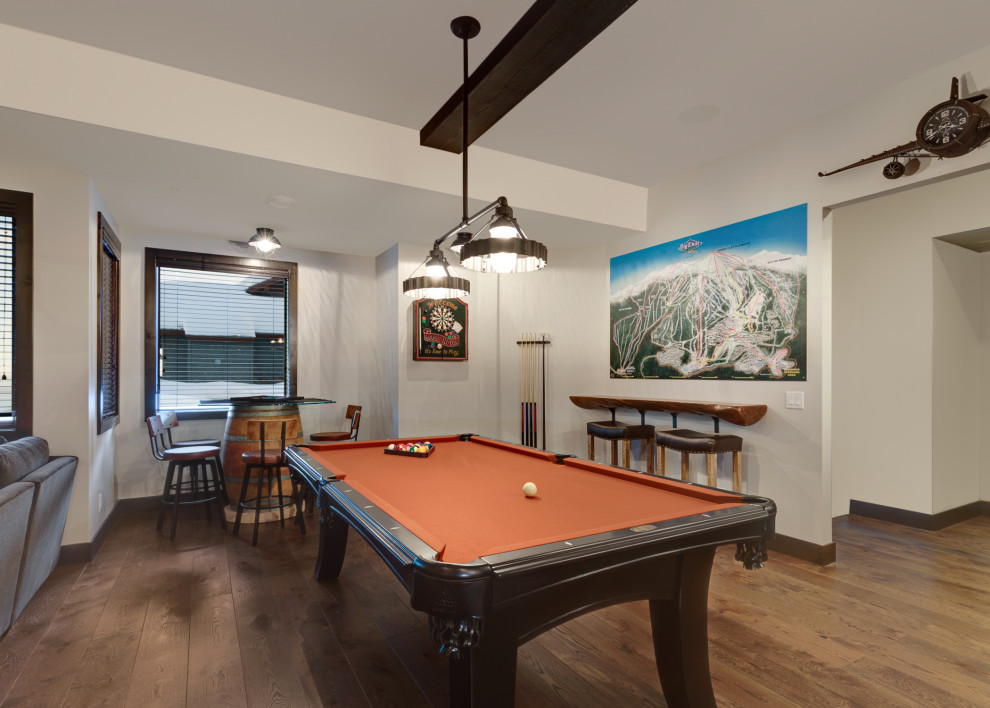 Rustic games room in Vancouver with a game room.