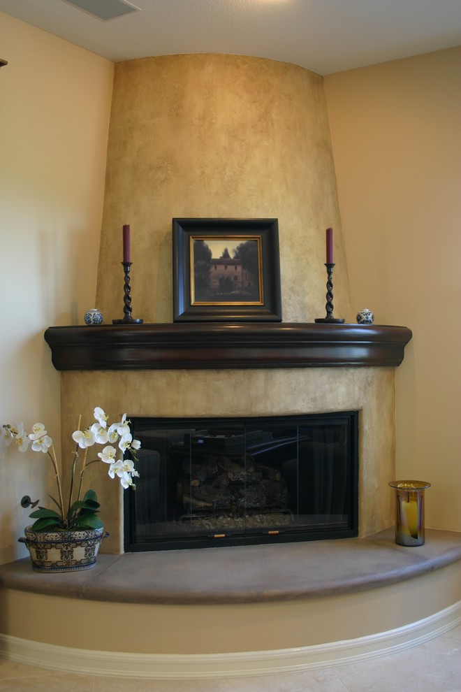 Tuscan family room photo in Orange County
