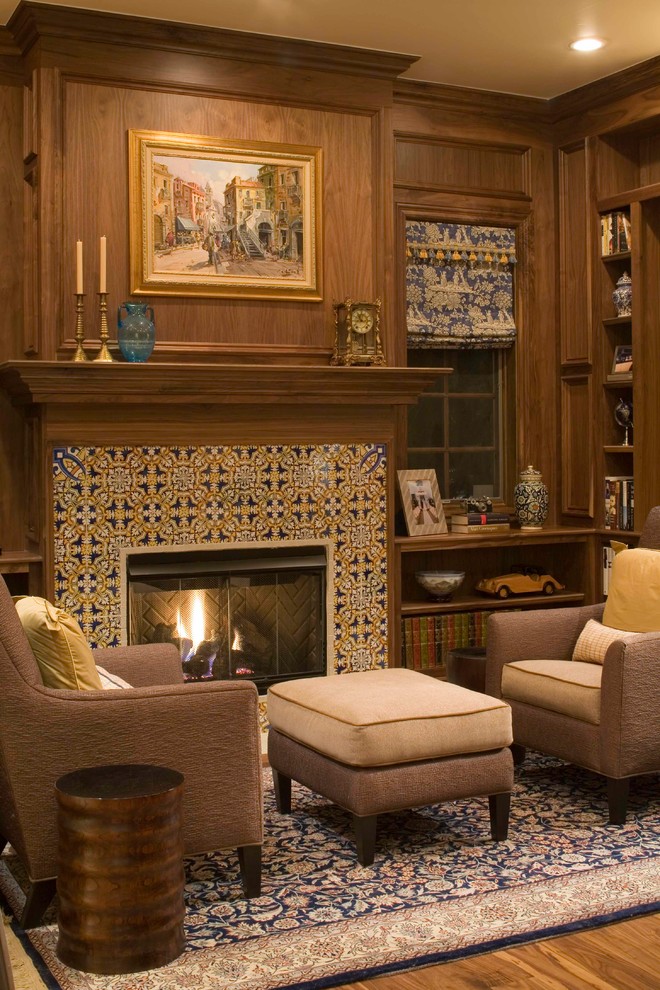 This is an example of a mediterranean games room in Denver with a reading nook.
