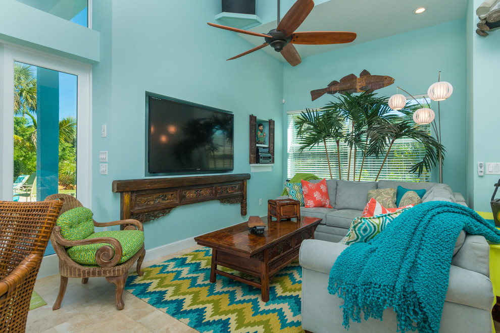 Inspiration for a coastal family room remodel in Miami