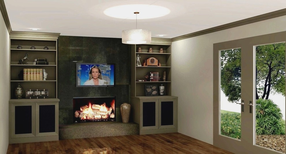 Dunwoody Fireplace & builtins remodel design Modern Family Room