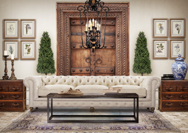 Eclectic Living Room Design with Chesterfield Sofa - Ecléctico - Salón -  Houston - de Zin Home | Houzz