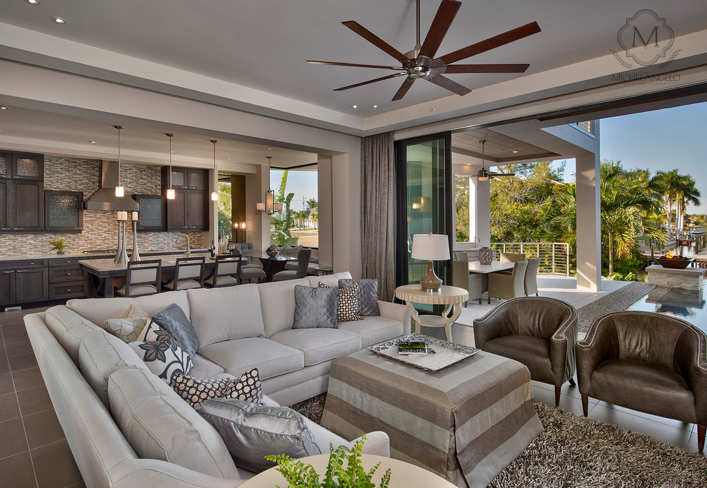 El Dorado Model Transitional Family Room Miami by Michelangelo