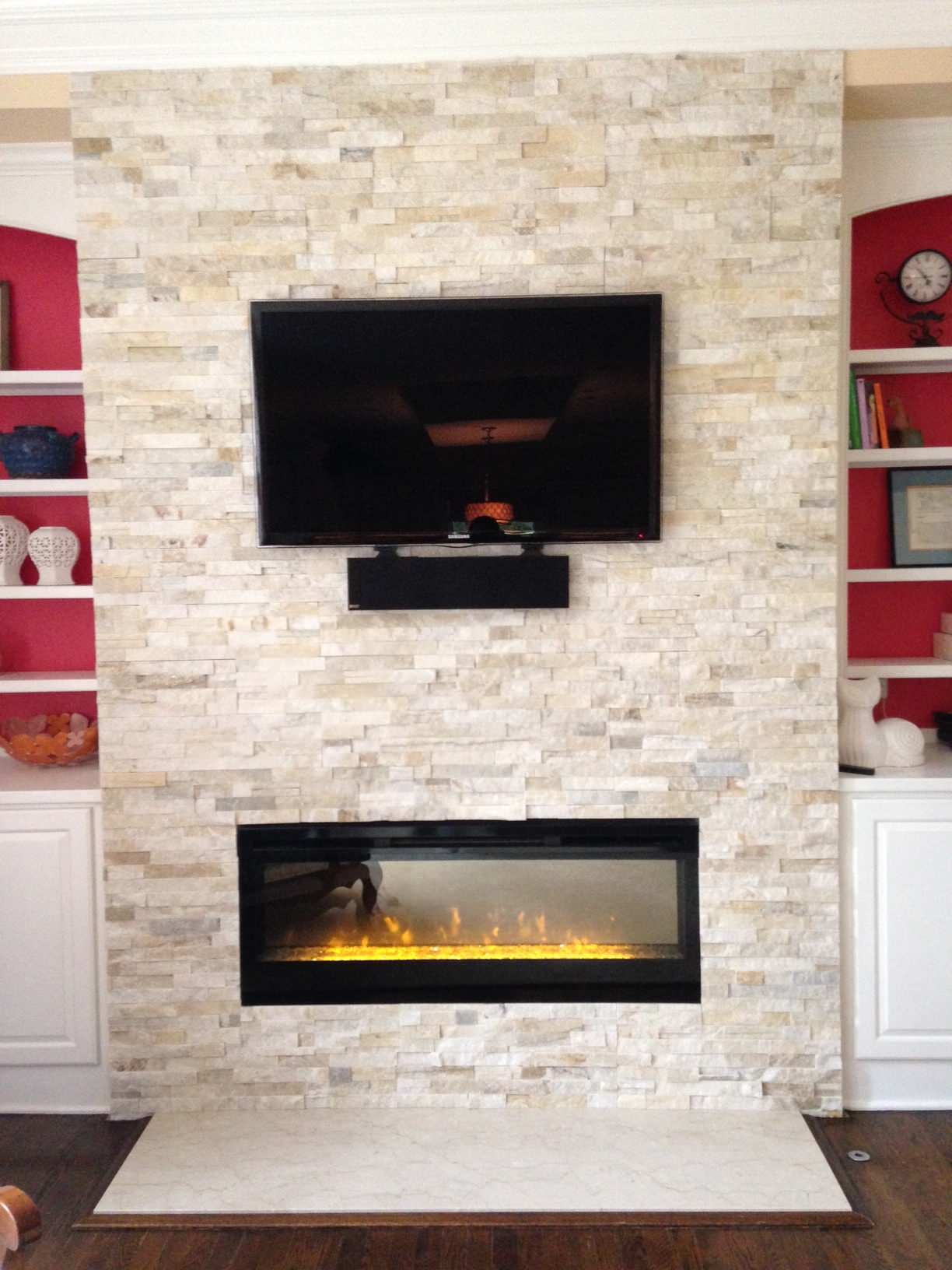houzz electric fireplace on Linear Fireplace Stone Houzz