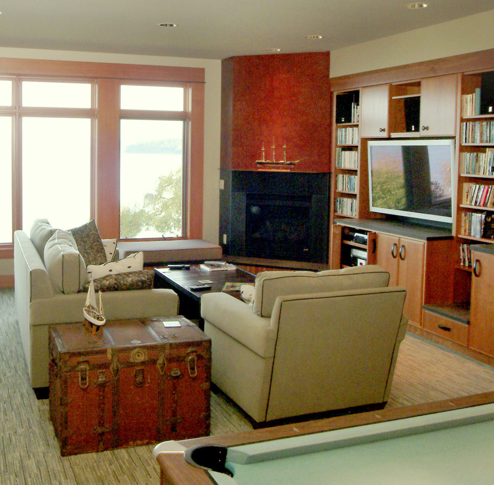 Family room - contemporary family room idea in Seattle