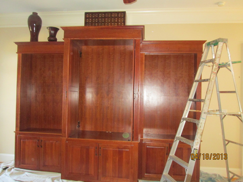 Entertainment Center Refinish Eclectic Family Room Raleigh by