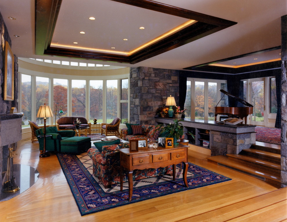 Inspiration for a timeless family room remodel in New York