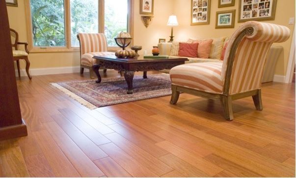 Ispirazione per un soggiorno tradizionale con pavimento in legno massello medio