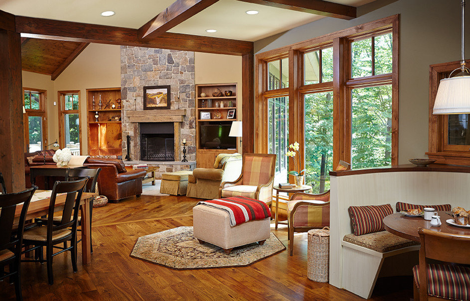 Example of a farmhouse family room design in Grand Rapids
