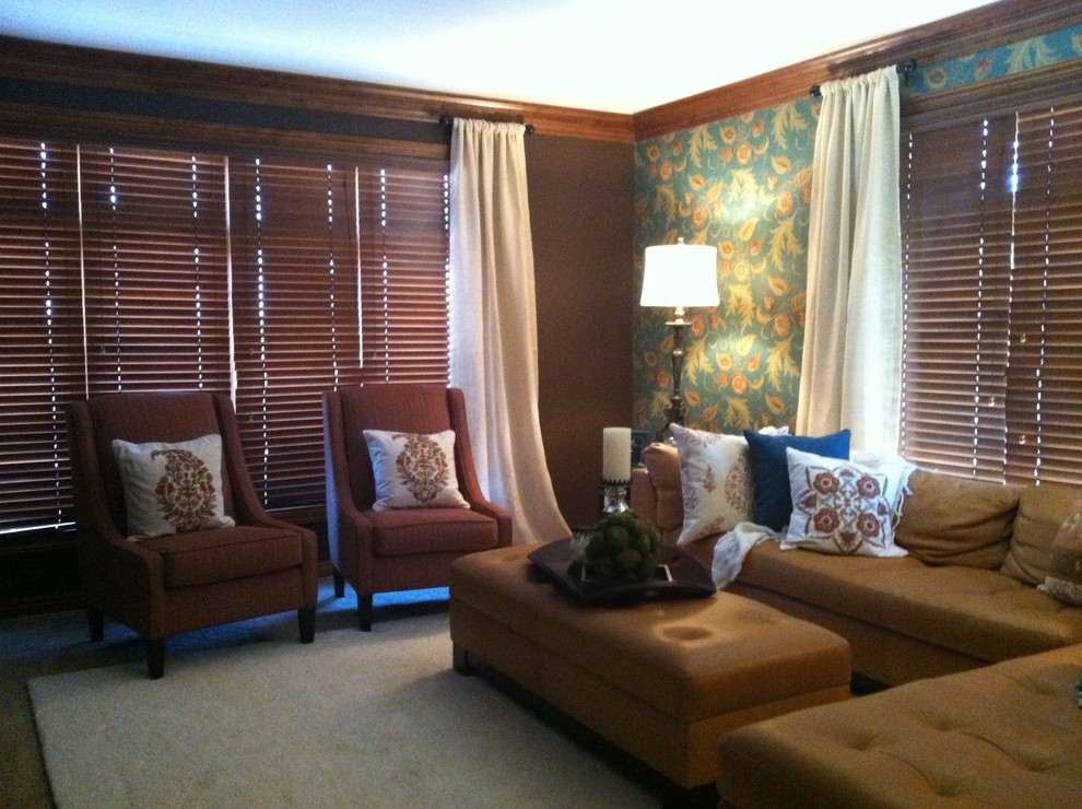 Example of an eclectic family room design in Houston
