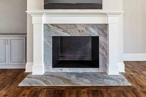 absolute black granite fireplace surround