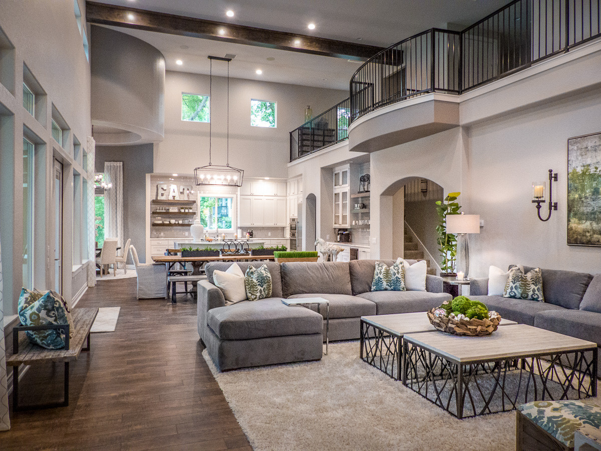 75 Farmhouse Family Room with Gray Walls Ideas You ll Love March