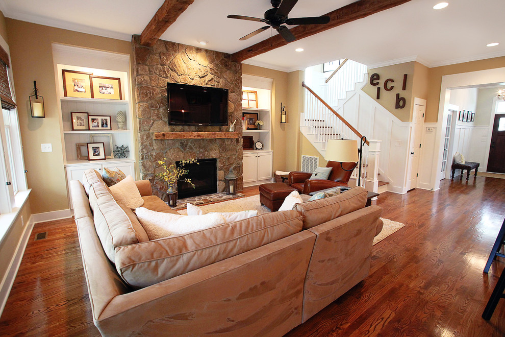 Example of a country family room design in Charlotte
