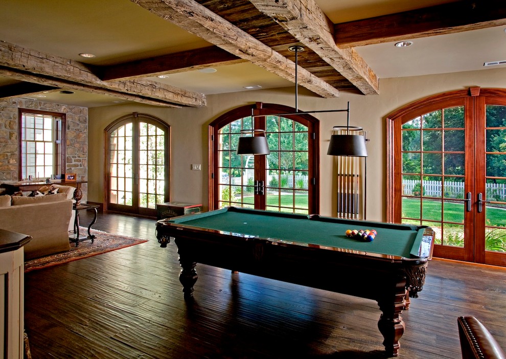 Photo of a traditional games room in Philadelphia with beige walls.