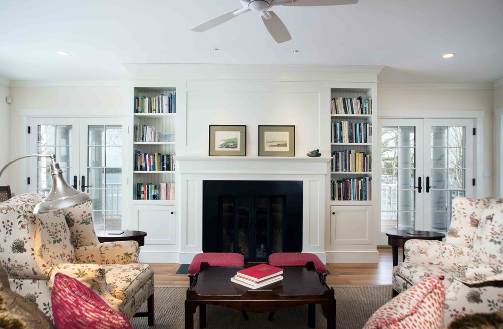 Fireplace Mantel and Bookcases Traditional Family Room Portland