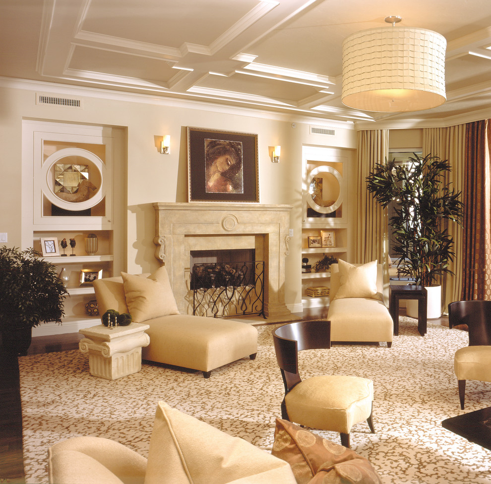 Example of a transitional family room design in Miami