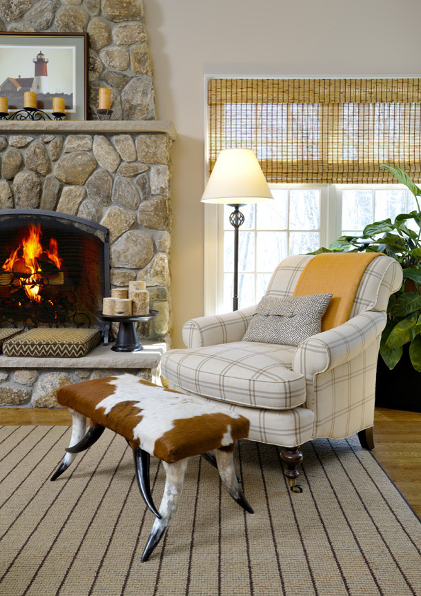 Fireside Seating Farmhouse Family Room New York by Beth
