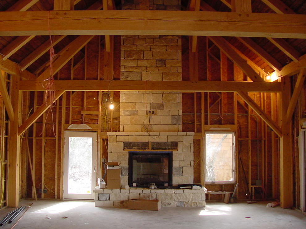 Inspiration for a rustic family room remodel in Austin