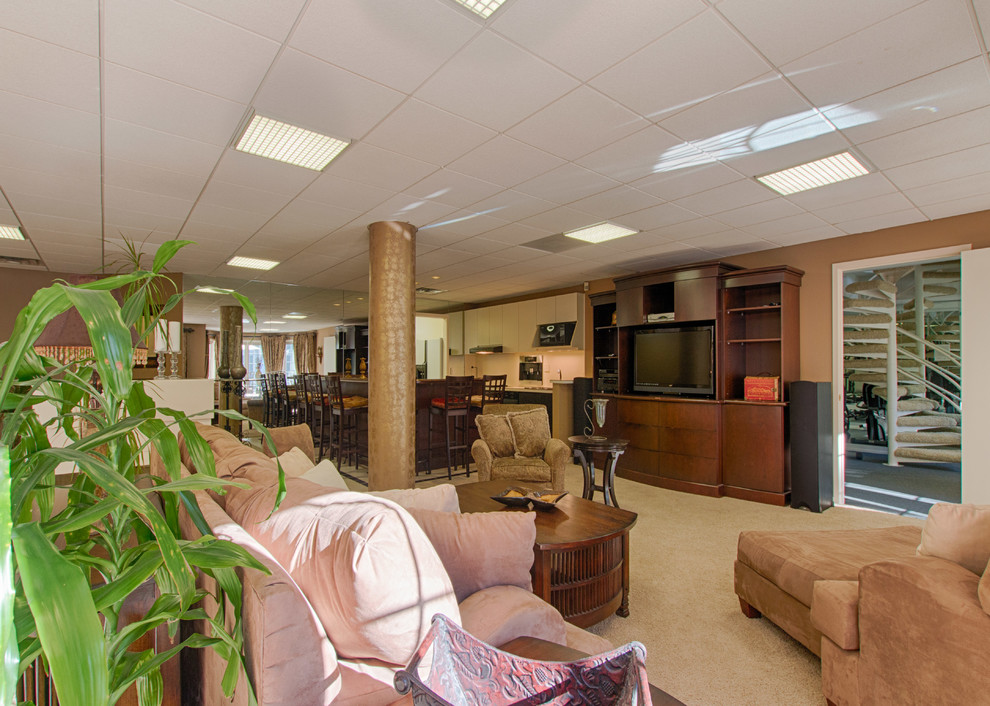 Example of a classic family room design in Cleveland