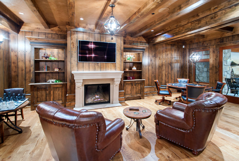 Inspiration for a rustic games room in Vancouver.