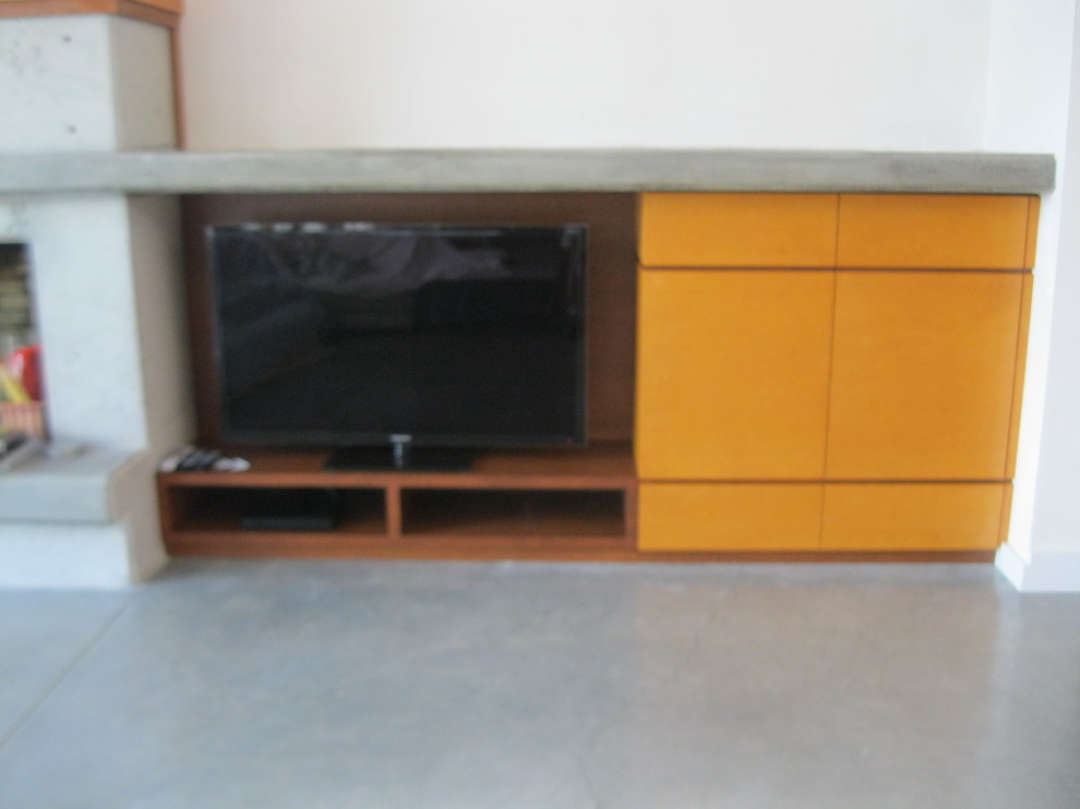 Aménagement d'une petite salle de séjour contemporaine avec un téléviseur indépendant.