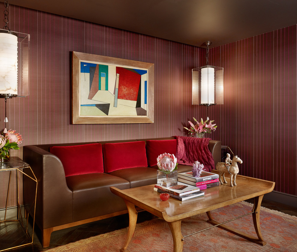 Ispirazione per un soggiorno contemporaneo con sala formale, pareti multicolore e nessun camino