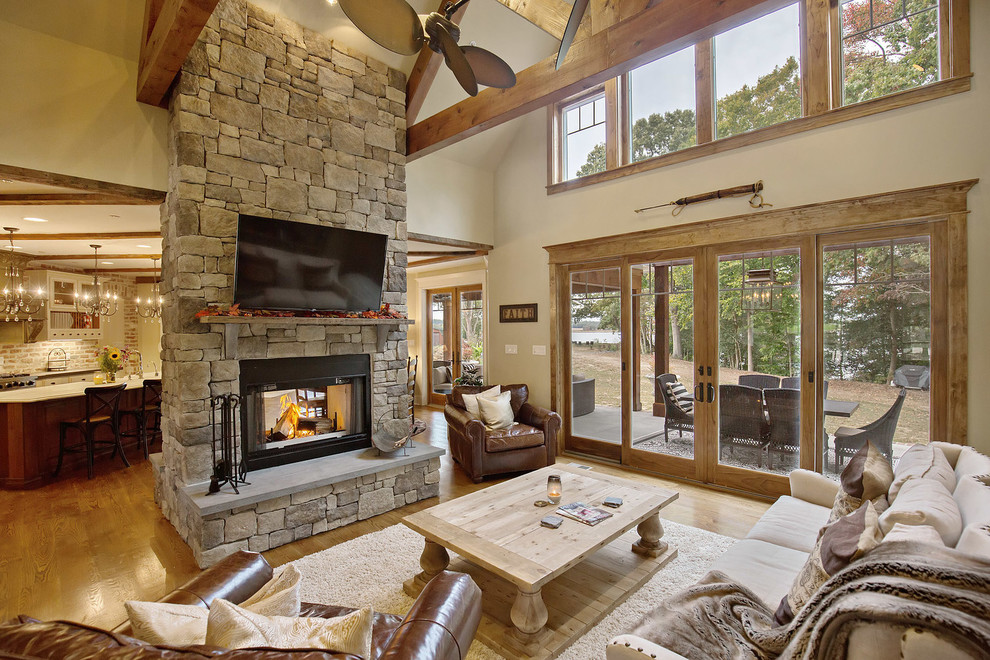 Inspiration for a rustic family room remodel in DC Metro