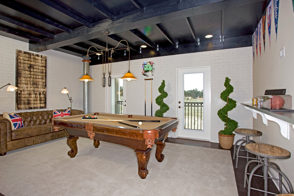Example of a transitional family room design in Tampa