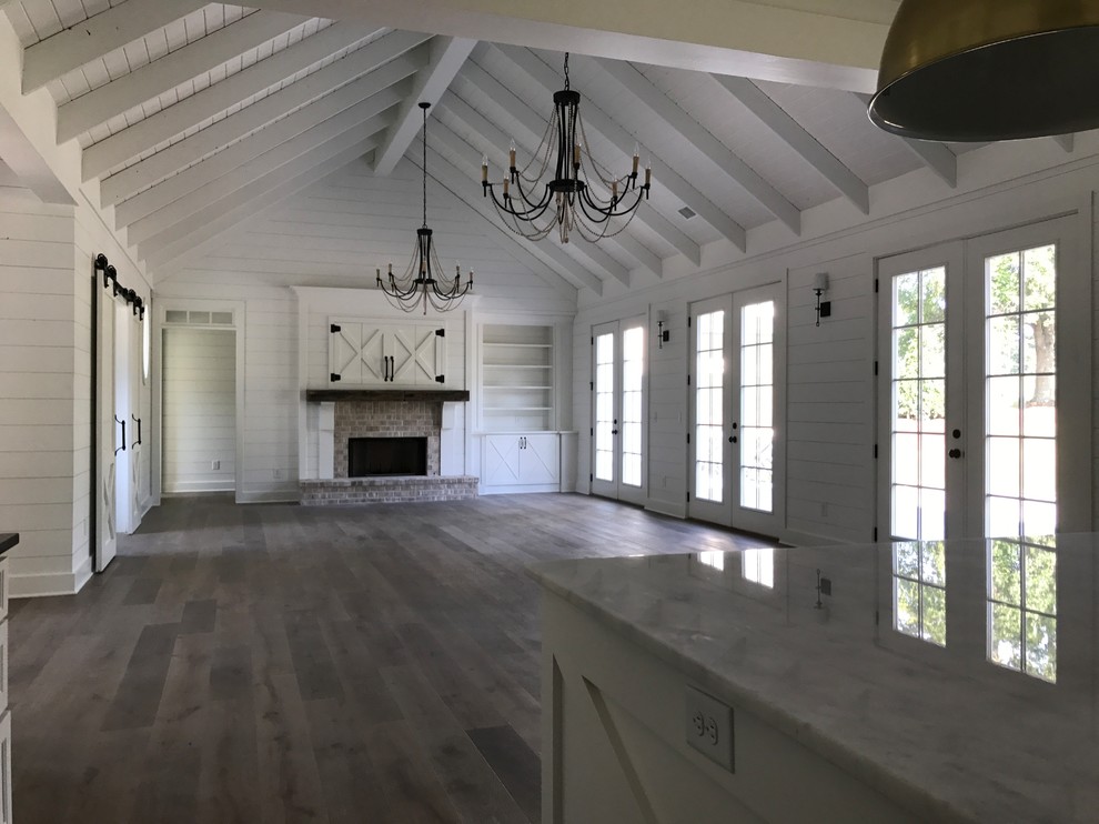 This is an example of a farmhouse games room in Atlanta.