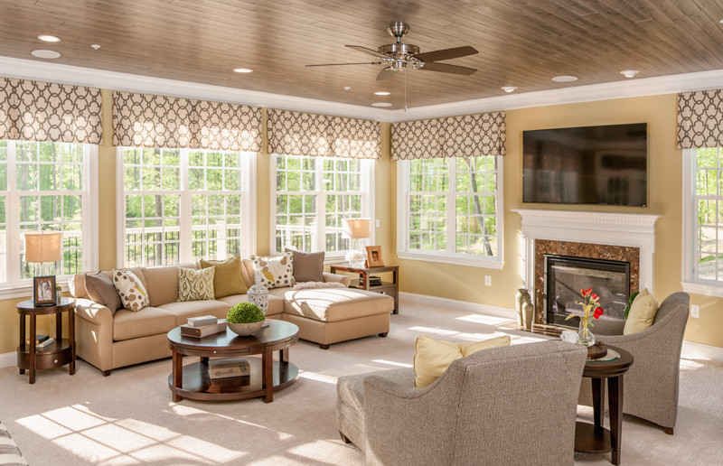 Example of a transitional family room design in Baltimore